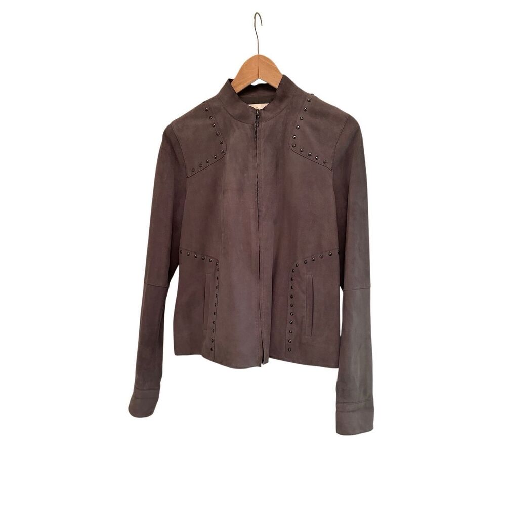 Etcetera grey suede jacket with studs- size 8